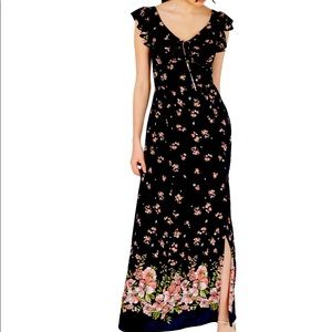 XS Maxi blue pink floral party prom dress